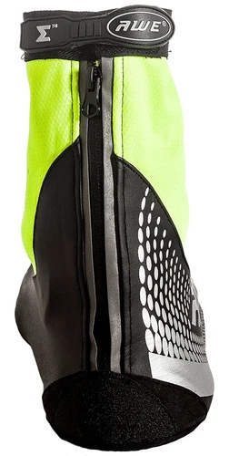 AWE Bike Shoe Cover Neoprene/PU Reflective Neon/Black/Silver Waterproof Size 7-9 - Picture 4 of 6