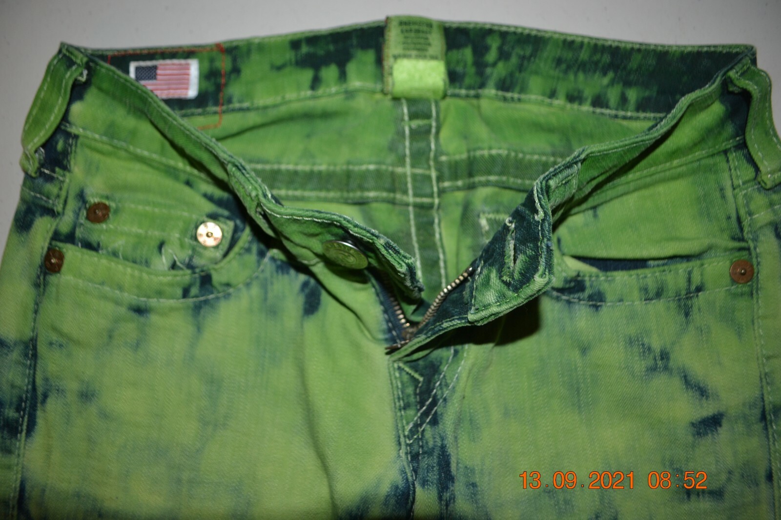 True Religion Women's Stella Skinny No Pocket Flaps Lime Green Jeans Sz 27x34 thumbnail 8