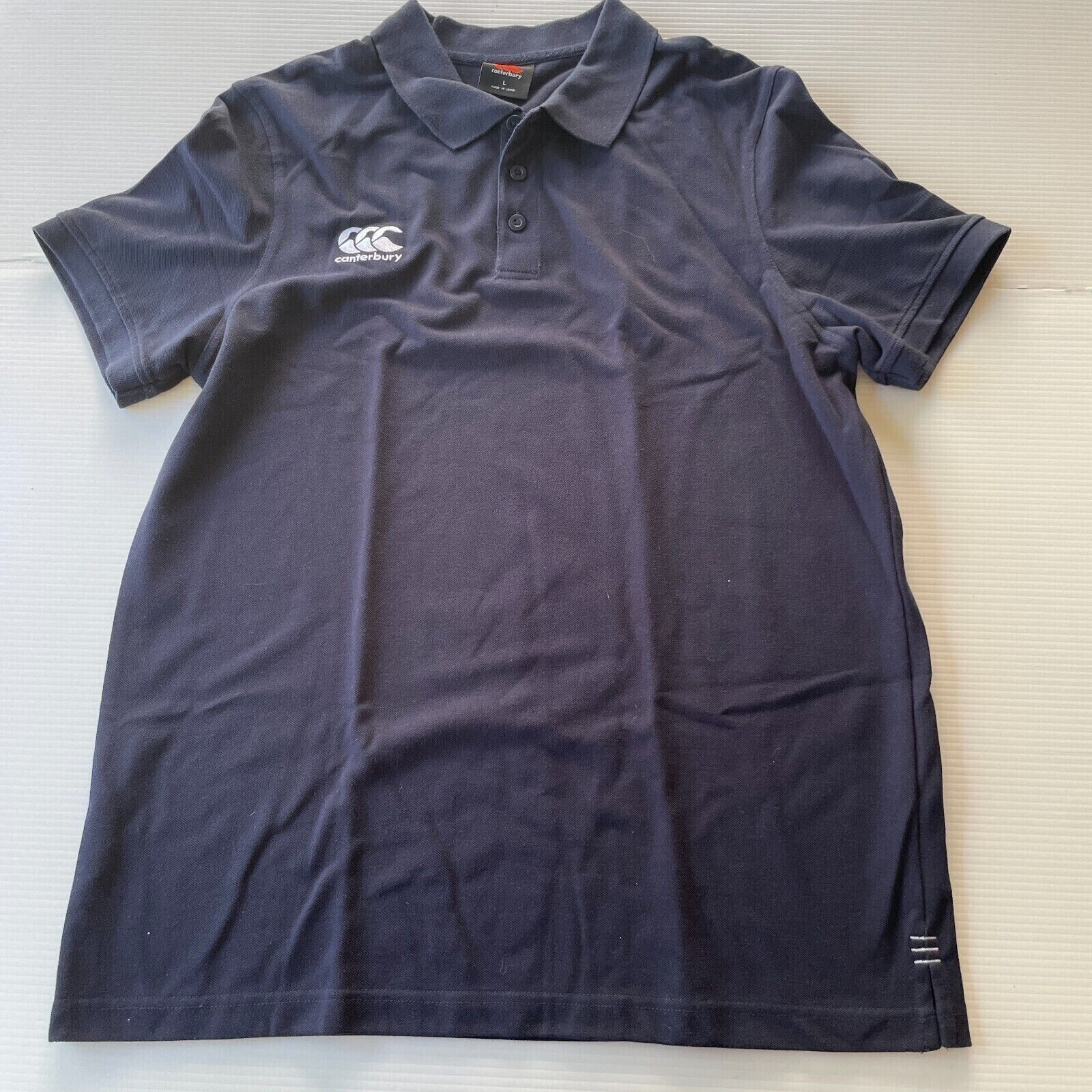 Canterbury Navy Blue Logo Polo Shirt for Men Size L Casual Summer Fashion Fit