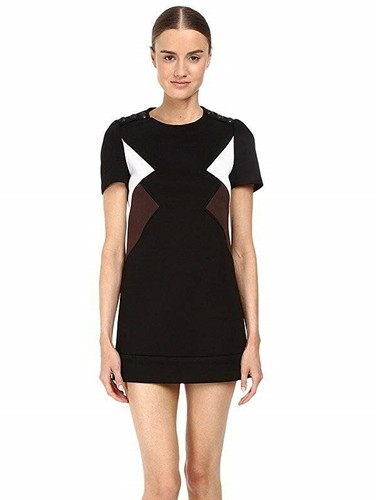 Neil Barrett, Neil Barrett Womens Modernist Fitted Crew Neck Shift Dress Black Multi Size 40