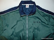 Nike 90s Men  s M Green Navy Blue Vented Windbreaker Jacket Full Zip Vintage