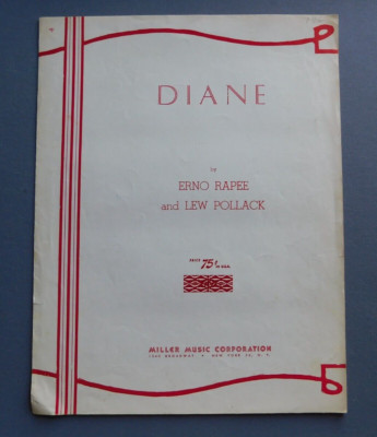 Diane  - 1955 sheet music - by Erno Rapee & Lew Pollack - Piano Vocal Guitar chd