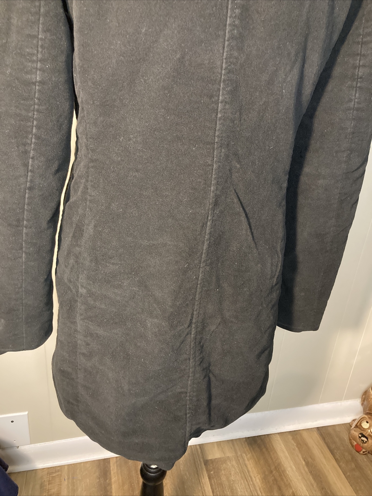 Zara Basic Midi Black Coat L EUC Side Pockets Lin… - image 7