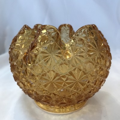 Vintage LG Wright Daisy Button Rose Bowl Amber Beautiful 4x4  EUC