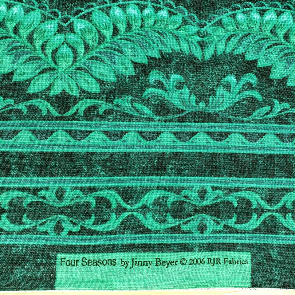 Jinny Beyer Four Seasons 2006 RJR Fabric Green Floral Stripe 2 Yards x 44" - Image 2 of 3