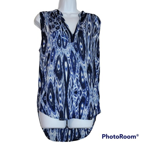 Velvet Women's Med Blue and White Sleeveless Tunic Top with V-Neck NWT - 第 1/13 張圖片