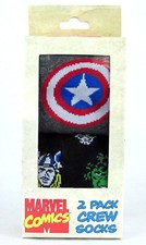 Paquete de 2 calcetines Capitán América/Marvel Gang Crew para hombre Marvel Comics caja de regalo NUEVO
