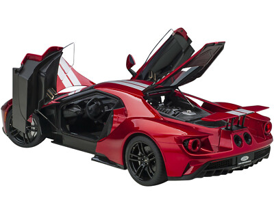 2017 FORD GT LIQUID RED MET. W/SILVER STRIPES 1/12 MODEL CAR BY