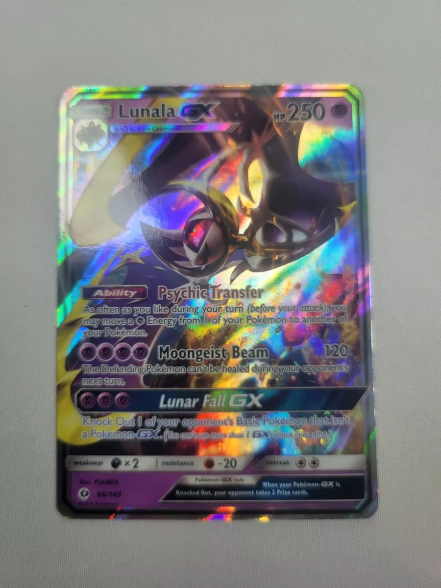  Pokemon Sun & Moon Base Set Ultra Rare Holo Lunala-GX #66 :  Toys & Games