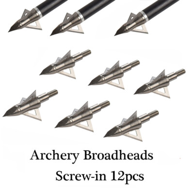 Archery Hunting Steel 3-Blade Arrow Heads 125 Grain Broadheads Hunting Shooting