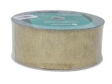 2.5" x 50 Yards Premium Wired Edge Ribbon, Holiday, Crafts MEGA ROLL - Gold