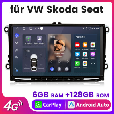6+128GB Android13 Autoradio CarPlay GPS 8Kern für VW Touran Golf 5 6 Passat Polo