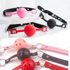 Bondage Silicone/Plastic ball Gag Mouth oral gag head harness belt W/straps sm