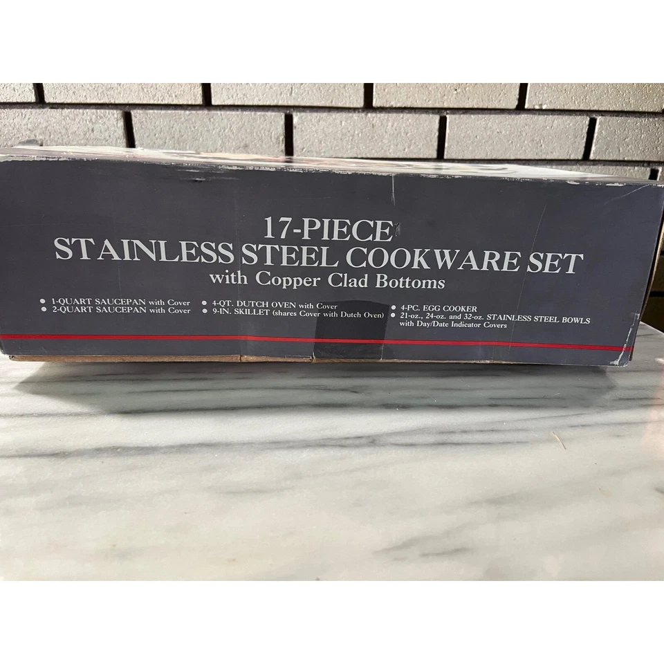 Juego de utensilios de cocina de acero inoxidable de 17 piezas Hamilton House de colección fondos revestidos de cobre nuevo en caja Foto 2 de 4