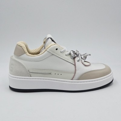 Herrenschuhe GCDS Gr. 41 Sneaker B1EU Weiß Beige Leder Stoff 52MA-41
