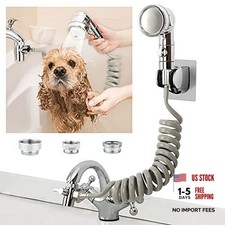 Sink Faucet Sprayer Attachment Hair Pet Rinser Showerhead with Stop a-silver