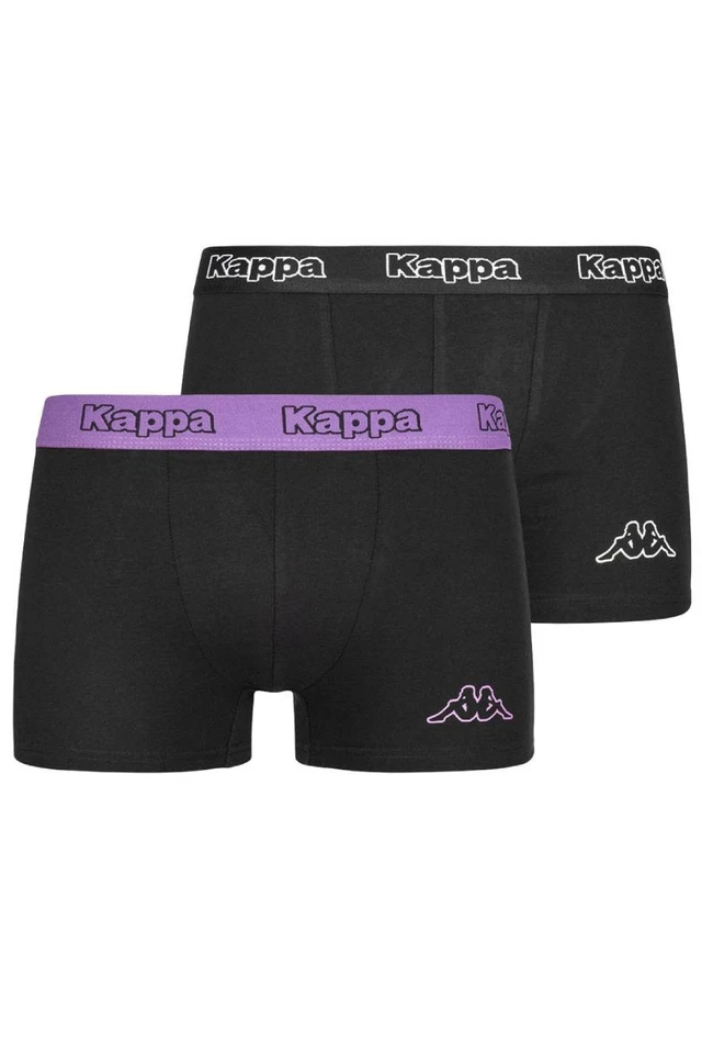 6 x Kappa Mens Black/Violet Boxer Shorts Comfy Trunks