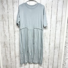 Everlane Dress XXS The Luxe Cotton Short Sleeve Tie Midi Light Blue Short Sleeve