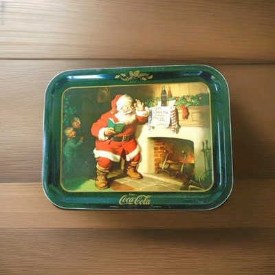 Vintage Coca Cola Santa Clause Christmas Tin Tray ''Kids Message to Santa'' 14''H