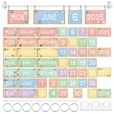54 PCS Pastel Calendar Bulletin Board Set Date Cards Adjustable Holder
