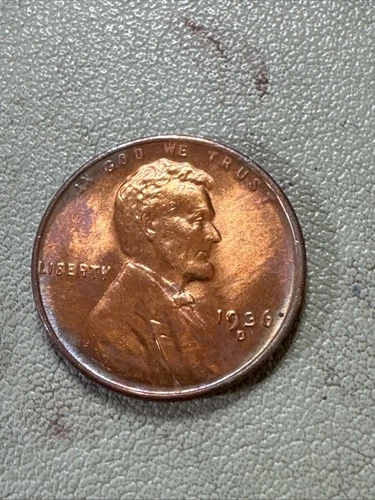 1936 S Lincoln Wheat Cent Better Condition San Francisco Mint BU RB Toning