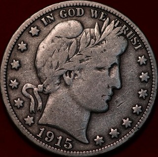 1915 S San Francisco Mint Silver Barber Half Dollar