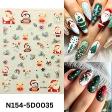 5D Santa Nail Stickers – Cute Xmas Nail Art Decorations