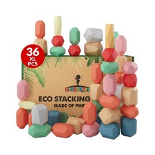 36 Pcs Wooden Stacking Blocks   Montessori Toys for 1 2 3 4 5 6 Yea... Fas