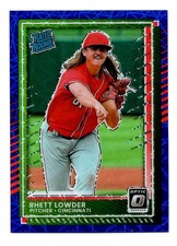 Rhett Lowder 2025 Panini Donruss Optic Blue Velocity Prizm Rated Rookie #74 Reds