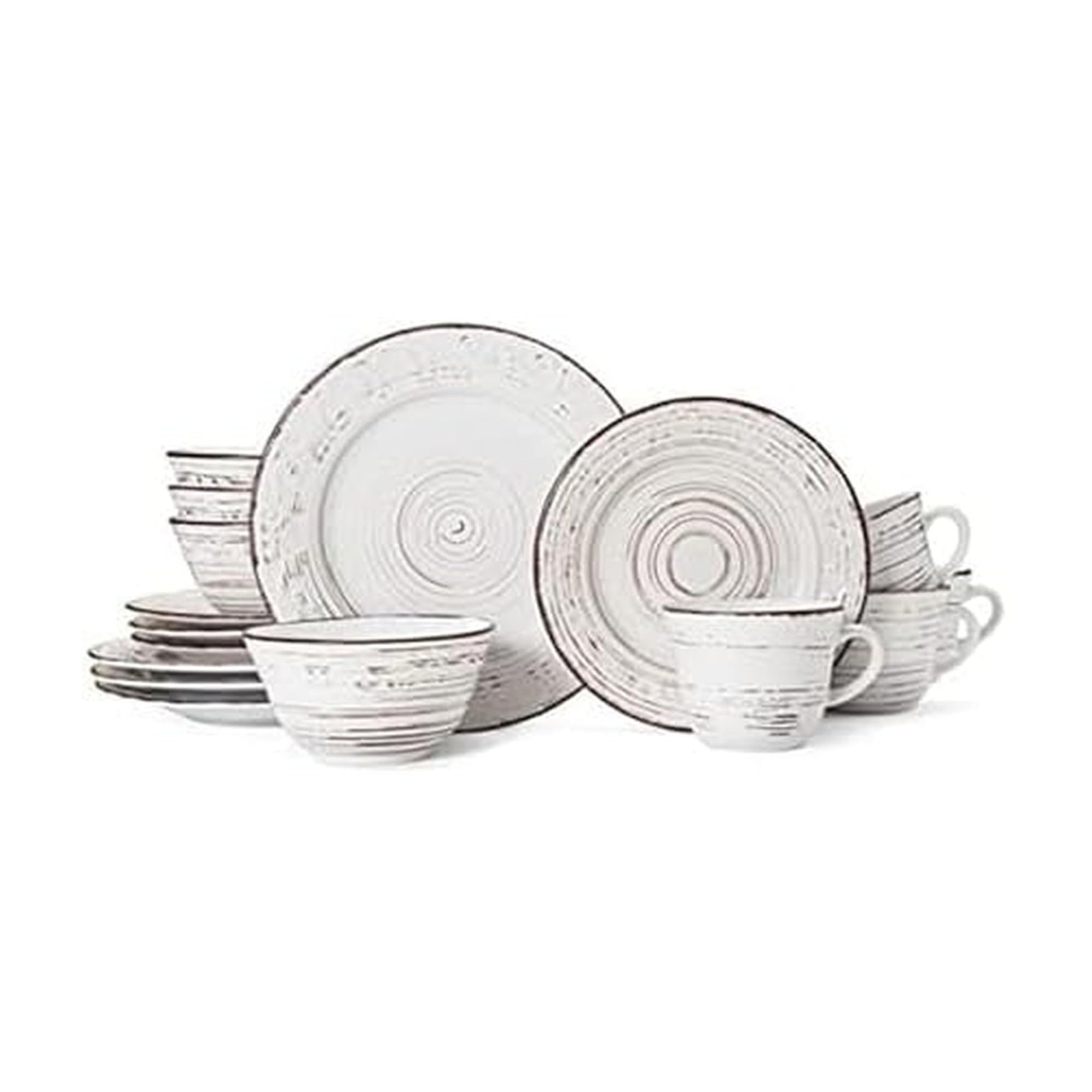Pfaltzgraff Trellis White 16-Piece Stoneware Service for 4, Distressed 