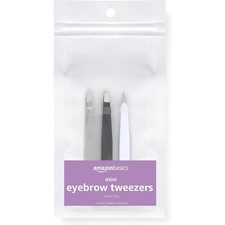 Mini Eyebrow Tweezers Set of 3, Slant Tip Professional Hair Remover Tweezers in