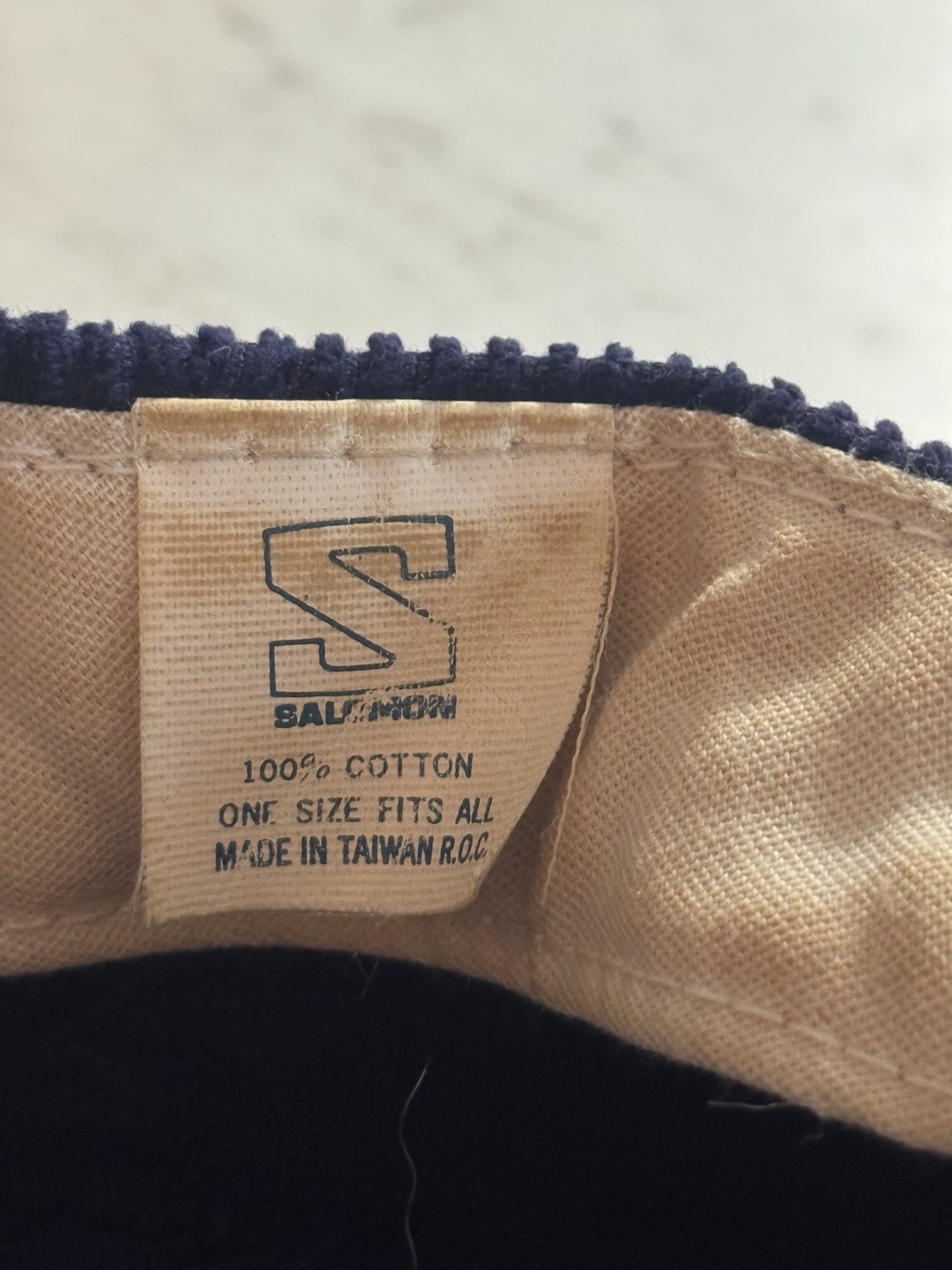 Cappello vintage Salomon in velluto a coste Ted Fletcher berretto da sci snowboard snapback blu navy e blu