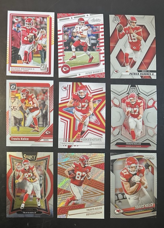 Patrick Mahomes II - Travis Kelce 2025 Lot (9) Kansas City Chiefs - Prizm +