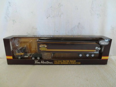 DCP 1/64 TIM HORTONS WHITE-FREIGHTLINER CAB TRI AXLE VAN TRACTOR TRAILER SEMI