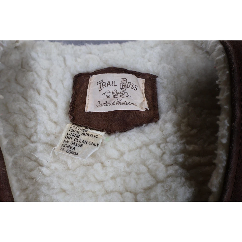 Chaleco Trail Boss de Colección Para Hombres Grande Gamuza Forrado de Piel de Oveja Vaquero Occidental Años 70 Foto 3 de 4