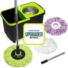 Premium Spin Mop Cleaning Bucket Set with 3 Microfiber Mop Heads Included