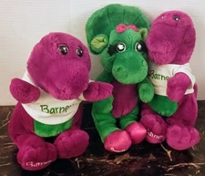 Vintage The Lyons Group Barney & Baby Bop 1992 ~ 12" Tall Plush Lot Of 3 
