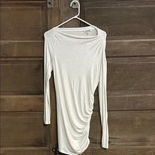 New Express Shimmering White Ruched Side Cowl Drape Mini Dress Medium