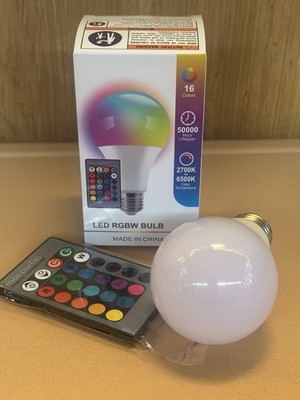 LED RGBW Color Changing Bulb E26 Dimmable w/ Remote 16 Colors