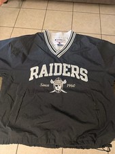 Vintage Oakland Raiders Champion V-Neck Pullover Windbreaker Jacket Size L