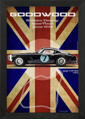 Goodwood Vintage No7 gerahmtes Wandbild Poster Leinwanddruck Bild