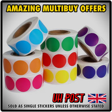 Round Colour Coding Labels Roll Removable Circle Dot Sticker Self-Adhesive UK
