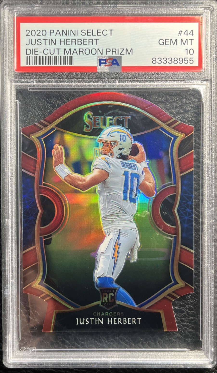 2020 Select Justin Herbert Maroon Die Cut Prizm Concourse #44 PSA 10 Chargers