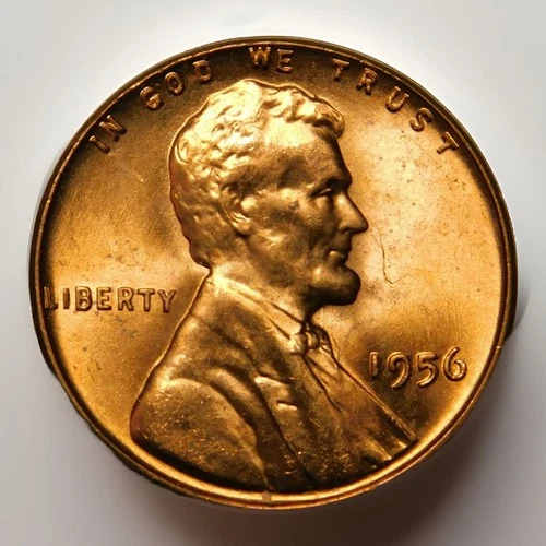 1956 P Lincoln Wheat Cent/Penny.  BU, Brilliant Uncirculated Coin.