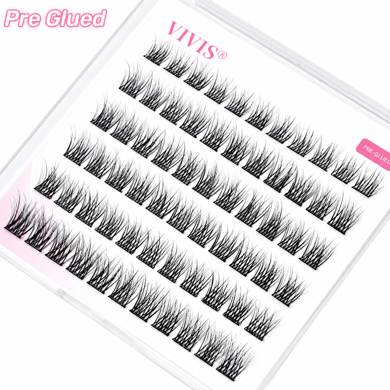 Pre Glued Cluster Lashes D Curl Natural Self Adhesive 3D Individual Eyelashes