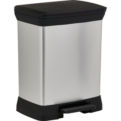 Curver Deco 8 Gal. Trash Bin 261319 Curver 261319 990013400143 Resin Silver and