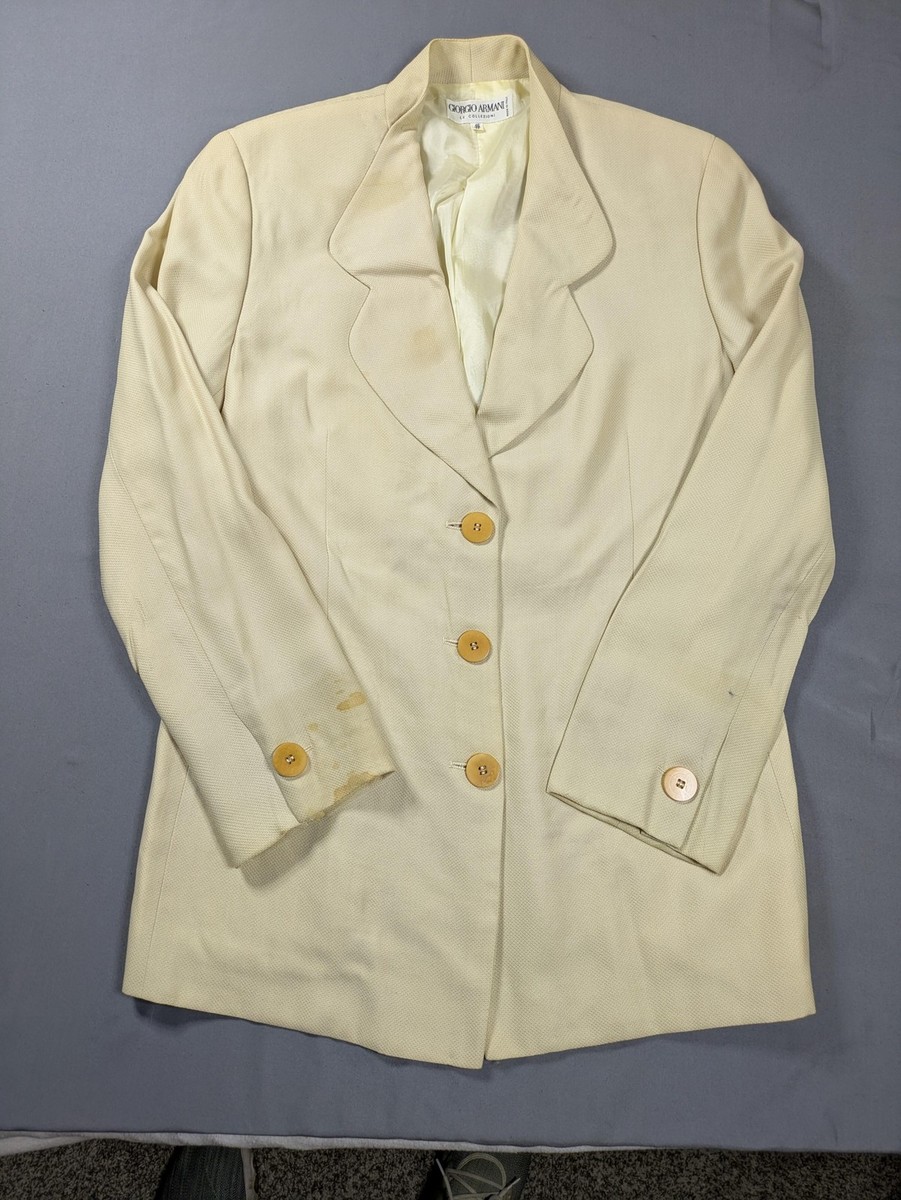 Vintage Giorgio Armani Le Collezioni Blazer Womens 12 White Wool