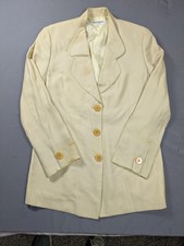Vintage Giorgio Armani Le Collezioni Blazer Womens 12 White Wool Rayon Italy 80s