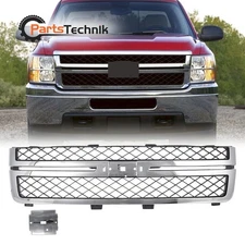 Fit For 2011-2014 Silverado 2500 HD 3500 HD Front Grille Assembly Chrome+Black