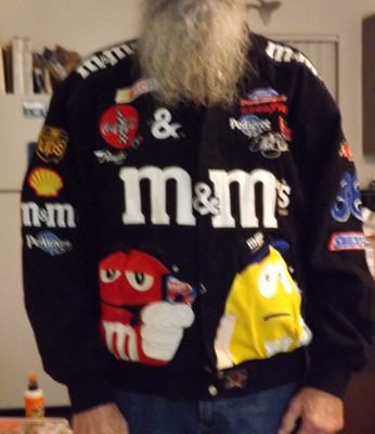 VINTAGE BLACK M&Ms NASCAR RACING JACKET ELLIOT SADLER #38 XL